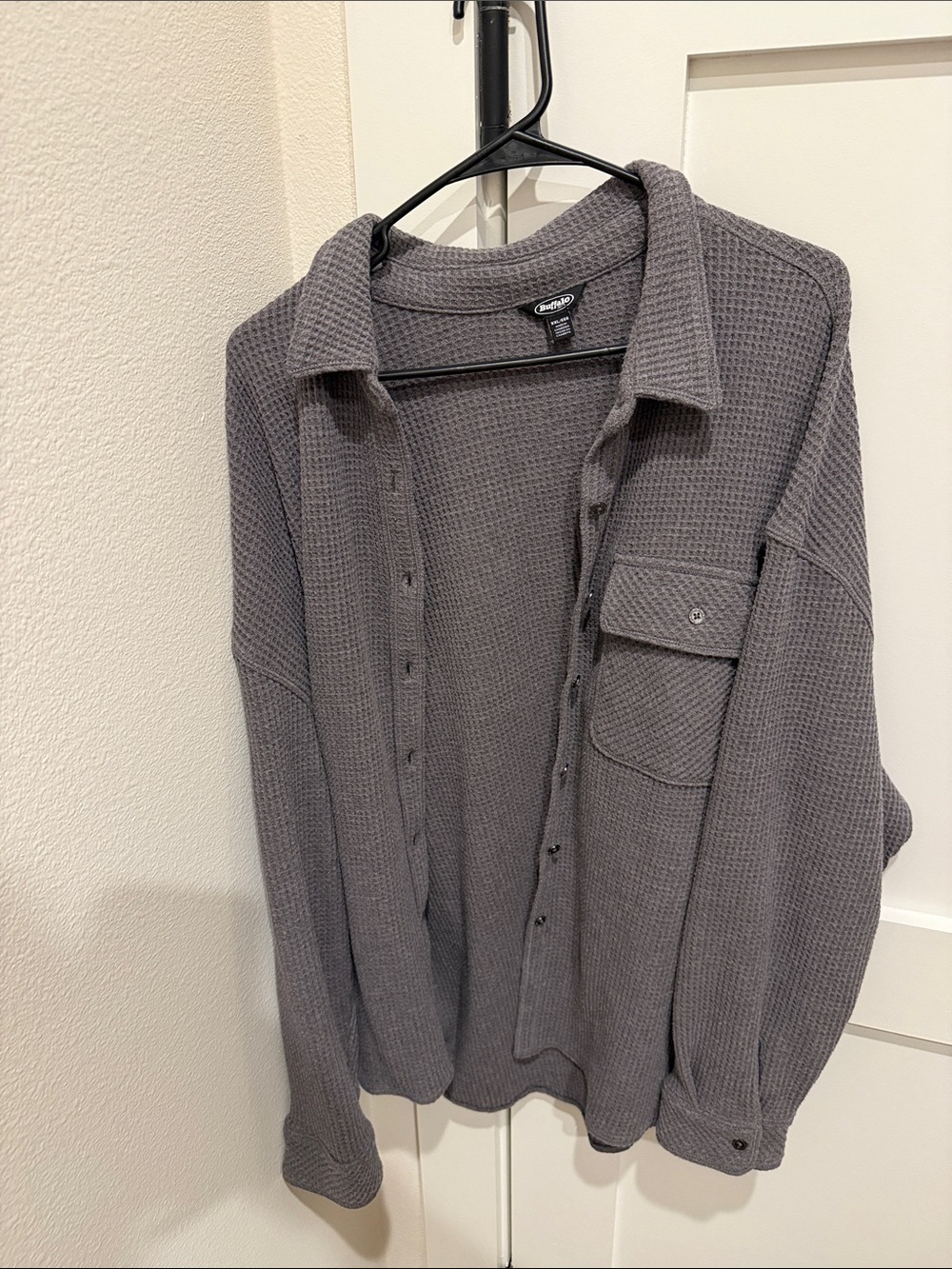 Buffalo David Bitton Gray Waffle Knit Button Shirt